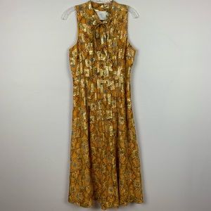 Anthropologie HD in Paris Gold Silk Dress Size 10